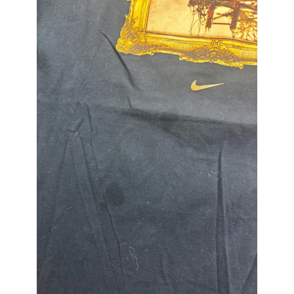 Nike Graphic T-Shirt‎ Mens Large Black Gold Framed Basketball Hoop Dri-FIT Tee
